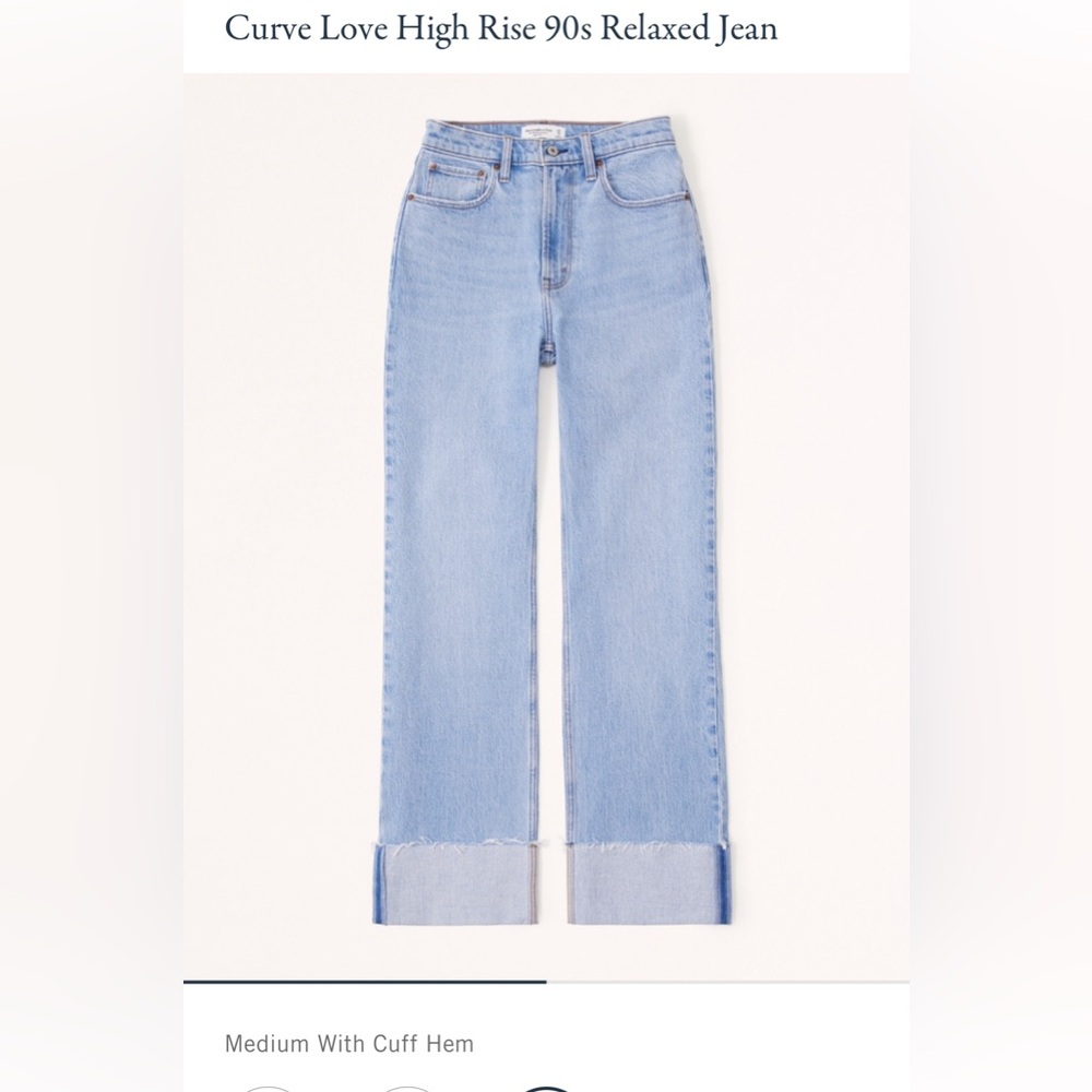 Abercrombie and Fitch Curve Love High Rise 90s Relaxed Jean Medium with Cuff Hem